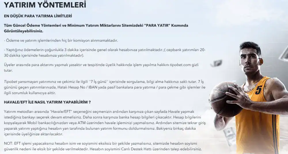 Para yatırma yöntemleri ve limitler