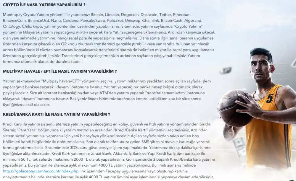 Kripto ve ödeme yöntemi detayları