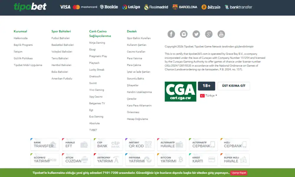 Lisans bilgisi ve ödeme logoları