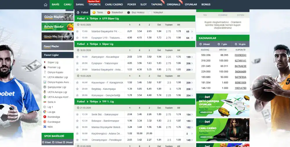 Spor bahisleri arayüzü