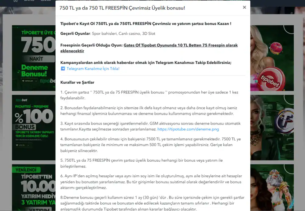 Deneme bonusu kuralları detayı