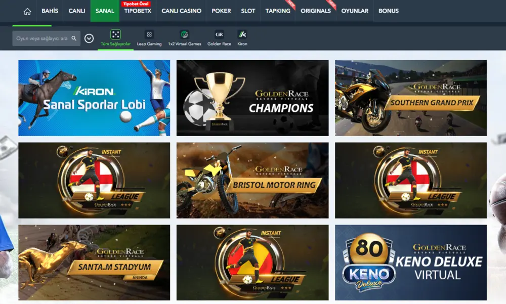 Sanal sporlar lobisi: Kiron ve Golden Race sağlayıcıları